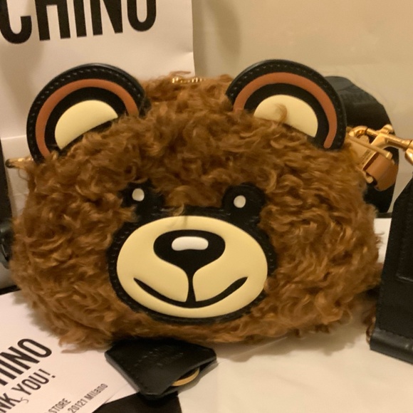 MOSCHINO Teddy Bear Smooth-leather And Mohair Cross-body Bag In Brown - Picture 2 of 13